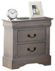 Benzara BM185426 Wooden Two Drawer Nightstand In Antique Gray Finish
