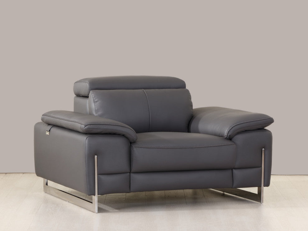 Turin Contemporary Genuine Italian Leather Chair Dark Gray