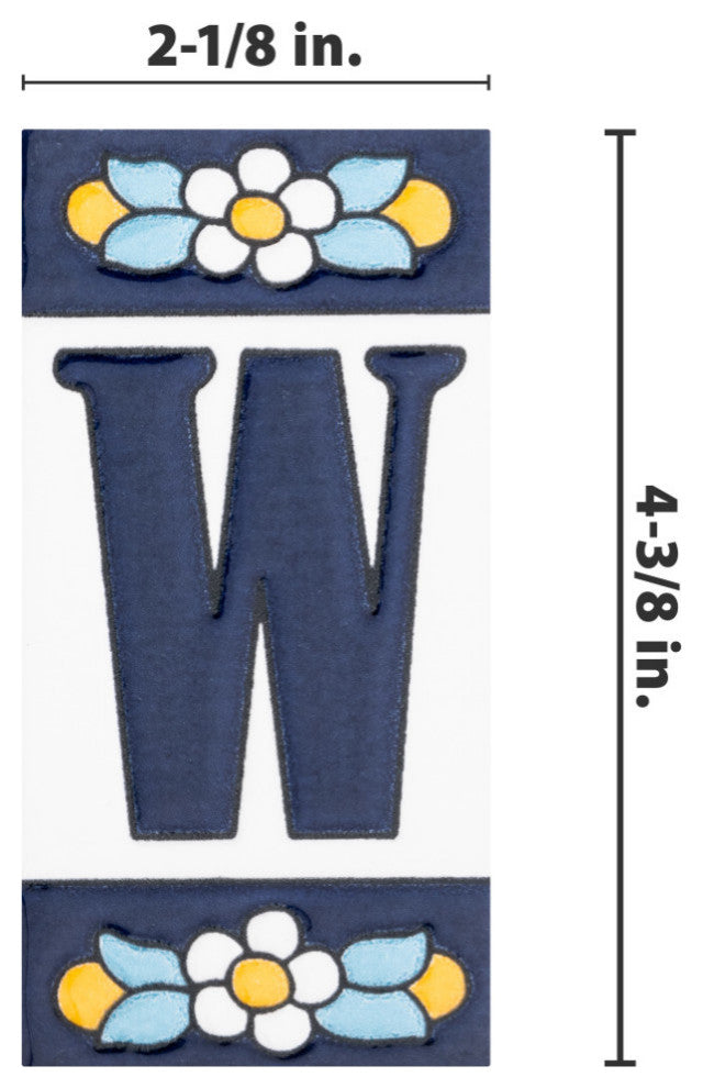 Sevillano Flora Letters 2-1/8 in. x 4-3/8 in. Ceramic Wall Tile, W