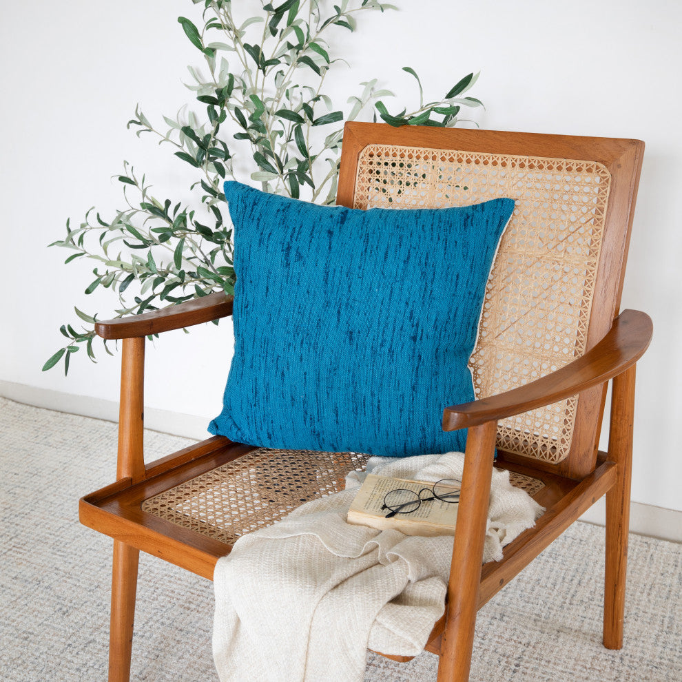 Stacy Garcia Blue Linen Handmade Throw Pillow