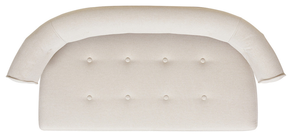 Jared Roll Arm Tufted Bench Settee, Sky Neutral Beige Polyester