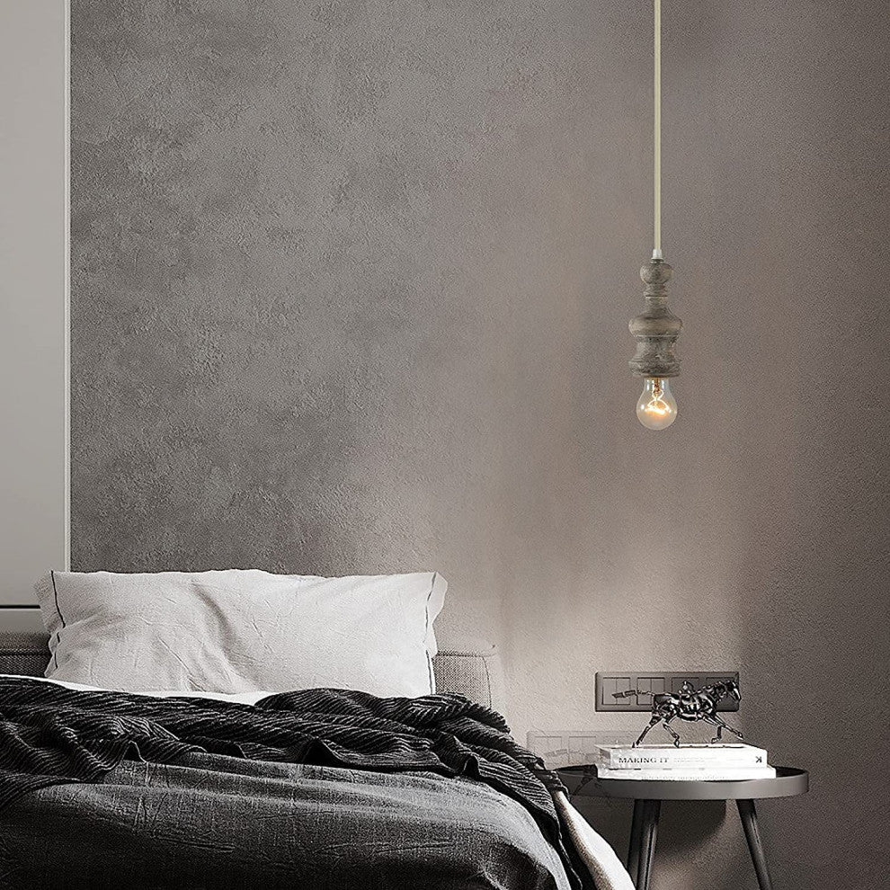 Wooden Plug in Pendant Light Rust Mini Hanging Lighting Fixture