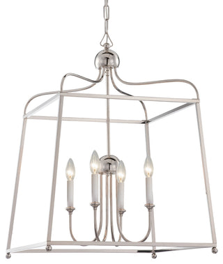 Sylvan 4-Light Chandelier, Polished Nickel With White Silk
