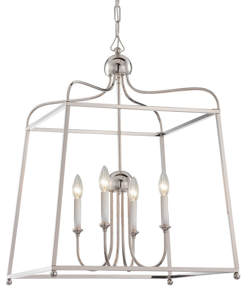Sylvan 4-Light Chandelier, Polished Nickel With White Silk