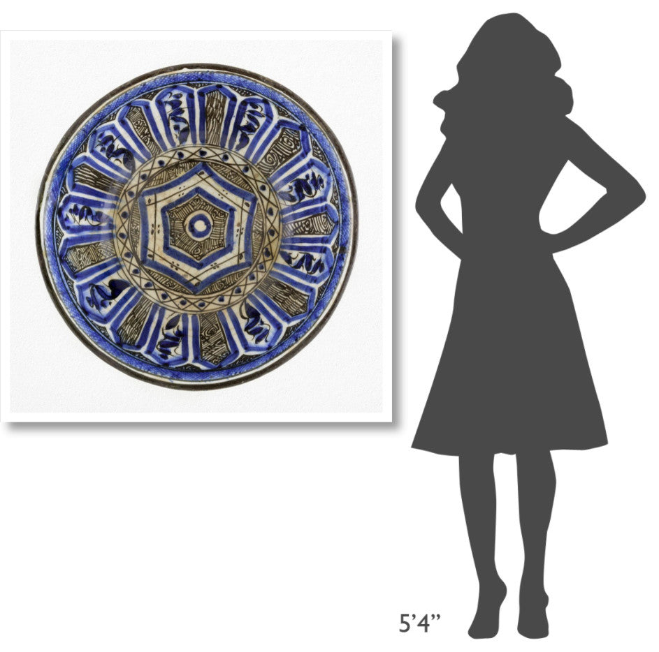 "Blue and Black Painted Bowl" Print 16th Century Persian Artisan, 42"x42"
