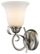 Brighton 1-Light Wall Sconce, Brushed Nickel and White