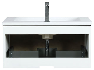 Scopi 30 Rustic Acacia Vanity, Acrylic Top With Sink, Rose Gold Faucet Set