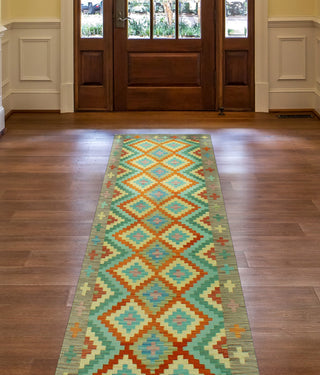 Sangat Flatweave Obiadull Rust/Beige Runner, 2'10 x 9'9