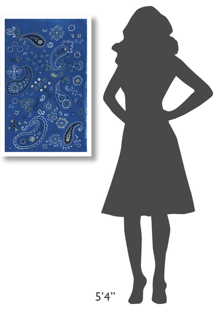 "Farm Nostalgia Blue Paisley" Digital Paper Print by Danhui Nai, 21"x32"