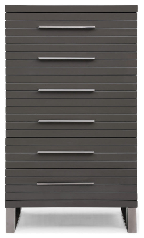 Modrest Splendor Grey High Gloss Slatted Chest