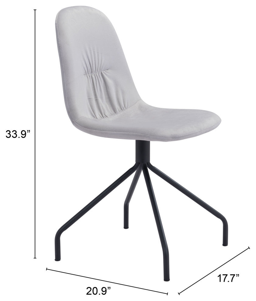Dining Chair, Set of 2, Steel Metal, Fabric, Gray, Black, Cafe Bistro