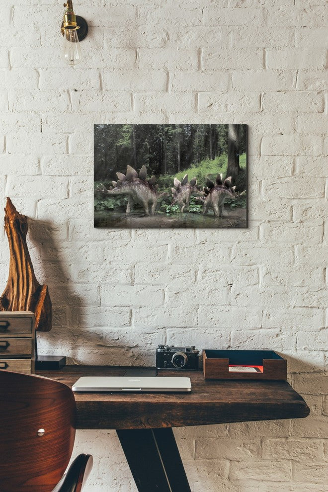 Epic Graffiti "Stegosaurus Family" Giclee Canvas Wall Art, 12"x18"