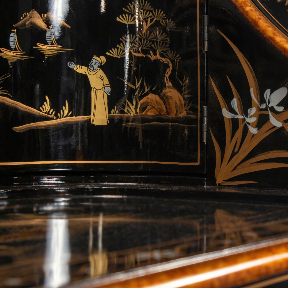 Black Lacquer Desk With Chair Landscape