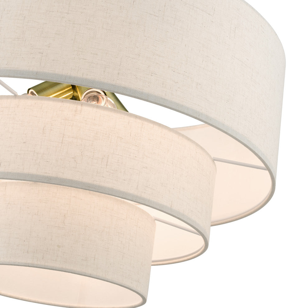 Livex Lighting Gladstone 4-Light Antique Brass Pendant Chandelier