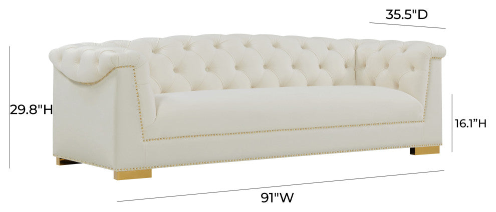 Farah Velvet Sofa, Cream