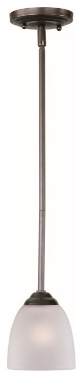 Maxim 92061 Stefan 5"W 1 Light Mini Pendant - Satin Nickel / Frosted Glass