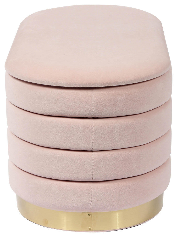 Lillian Blush Velvet Storage Bench - Blush
