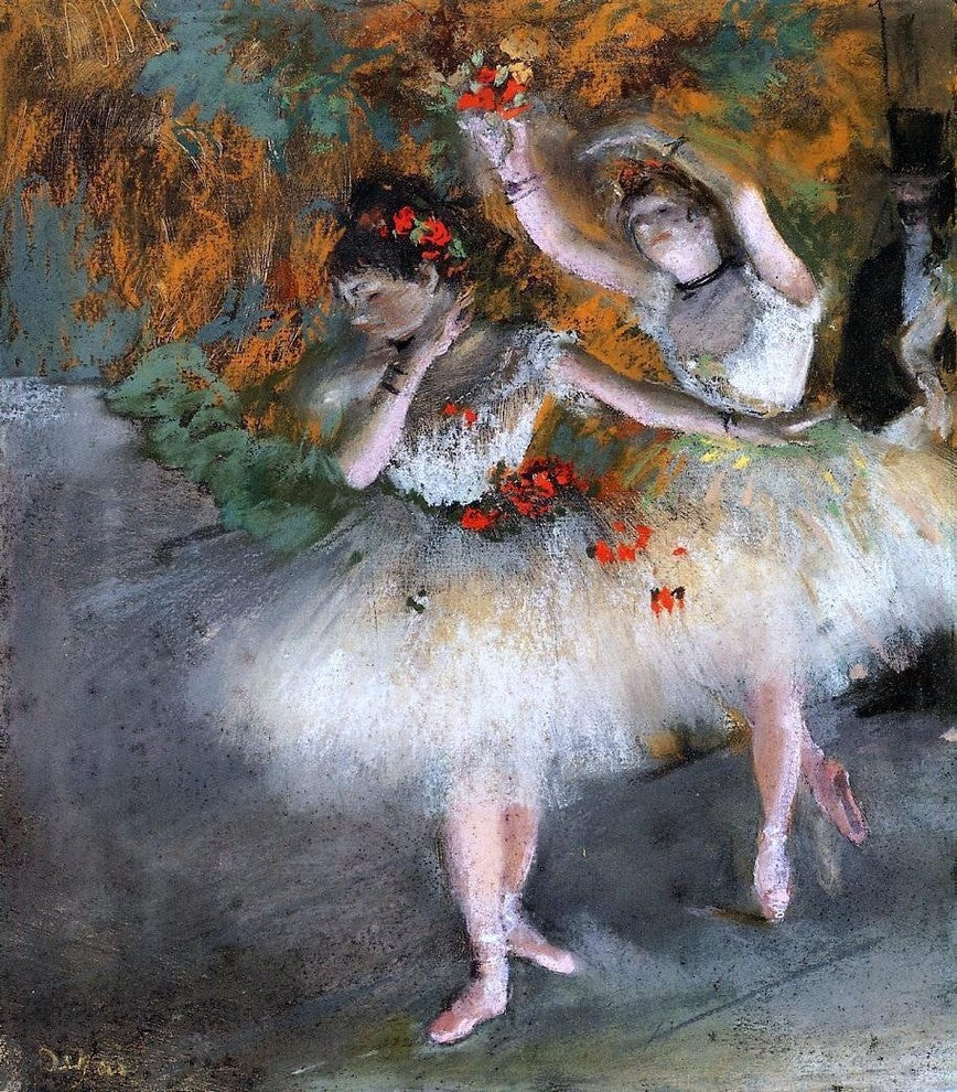Edgar Degas Two Dancers Entering the Stage, 20"x25" Gallery Wrapped Canvas