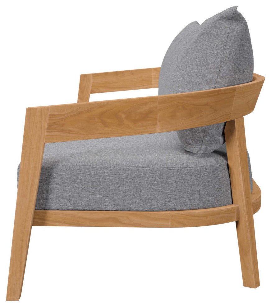 Lounge Loveseat Sofa, Gray Natural, Teak Wood, Modern, Outdoor Hospitality