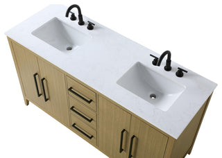 Home Living 60" Double Bathroom Vanity, Honey Brown