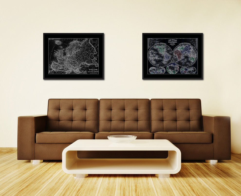 Europe Vintage Monochrome Map Canvas, 16"x21"