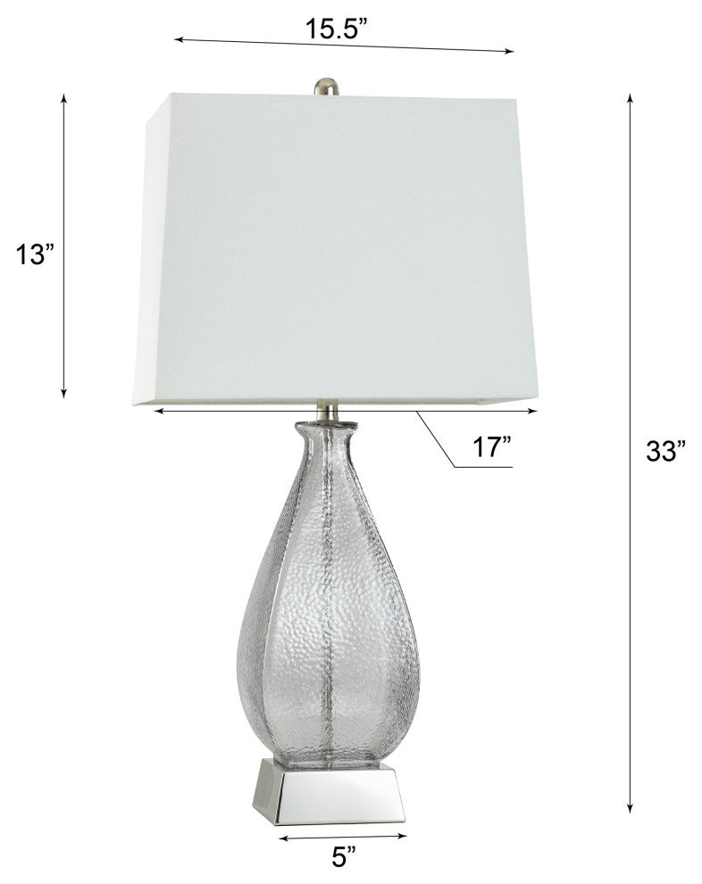 Dimpled Table Lamp Colored Glass, Aged Brass Accents White Shade, Grey