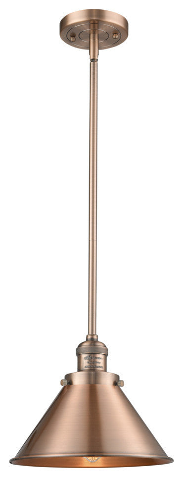 1-Light Briarcliff 10" Mini Pendant, Antique Copper