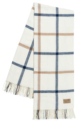 Italian Tattersall Plaid Throw, Navy/Caramel
