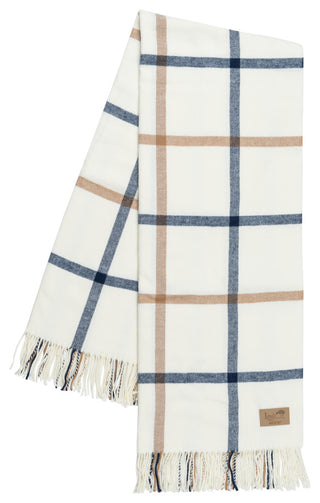 Italian Tattersall Plaid Throw, Navy/Caramel