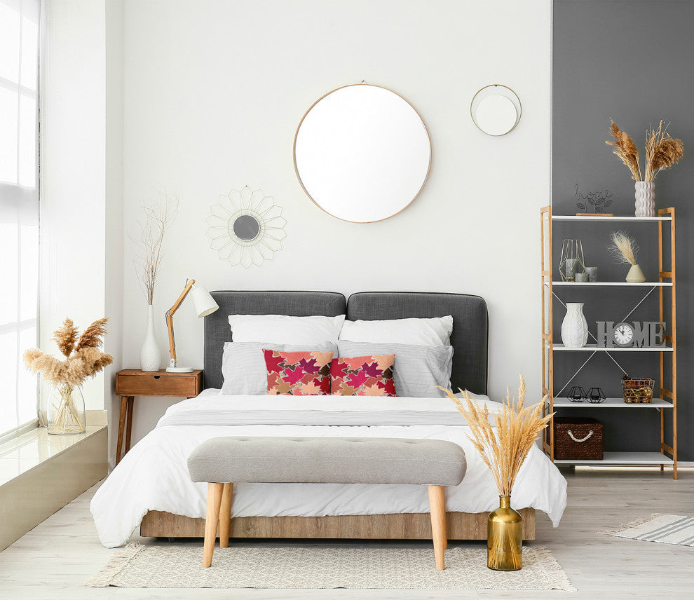 Leaf Pile Accent Pillow, Fuschia, 20"x20"