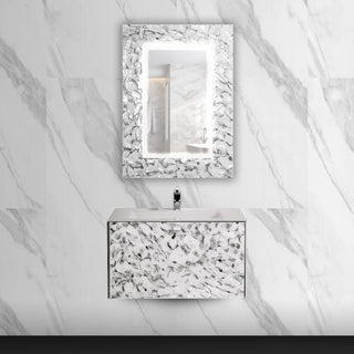 Sila Luxury Murano Glass Drop-In Single Bathroom Vanity 32", White