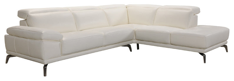 HomeRoots 29" White Leather and Wood Sectional Sofa