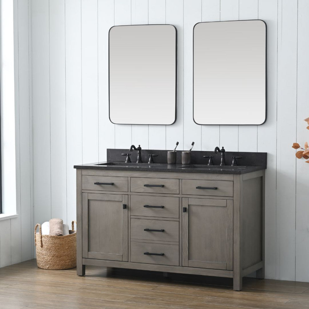 Jasper 54" Bathroom Vanity, Textured Gray, Blue Limestone