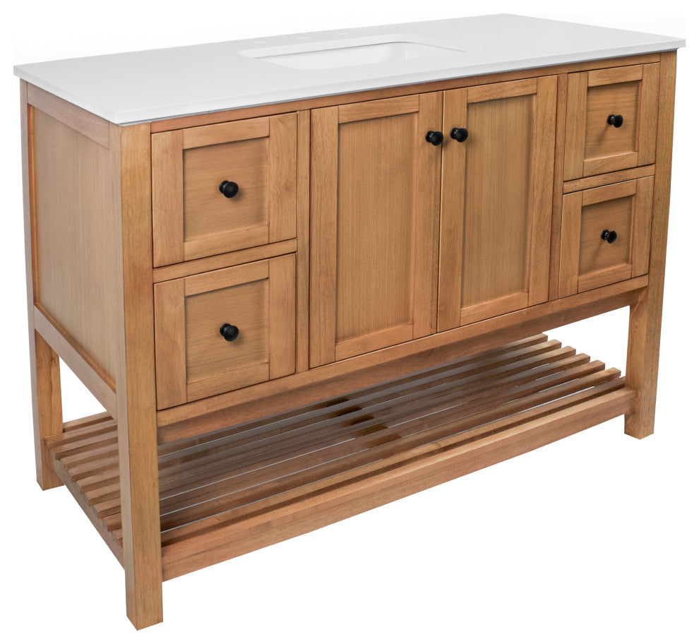 Kitchen Bath Collection Lakeshore 48" Vanity, Blonde, Engineered White