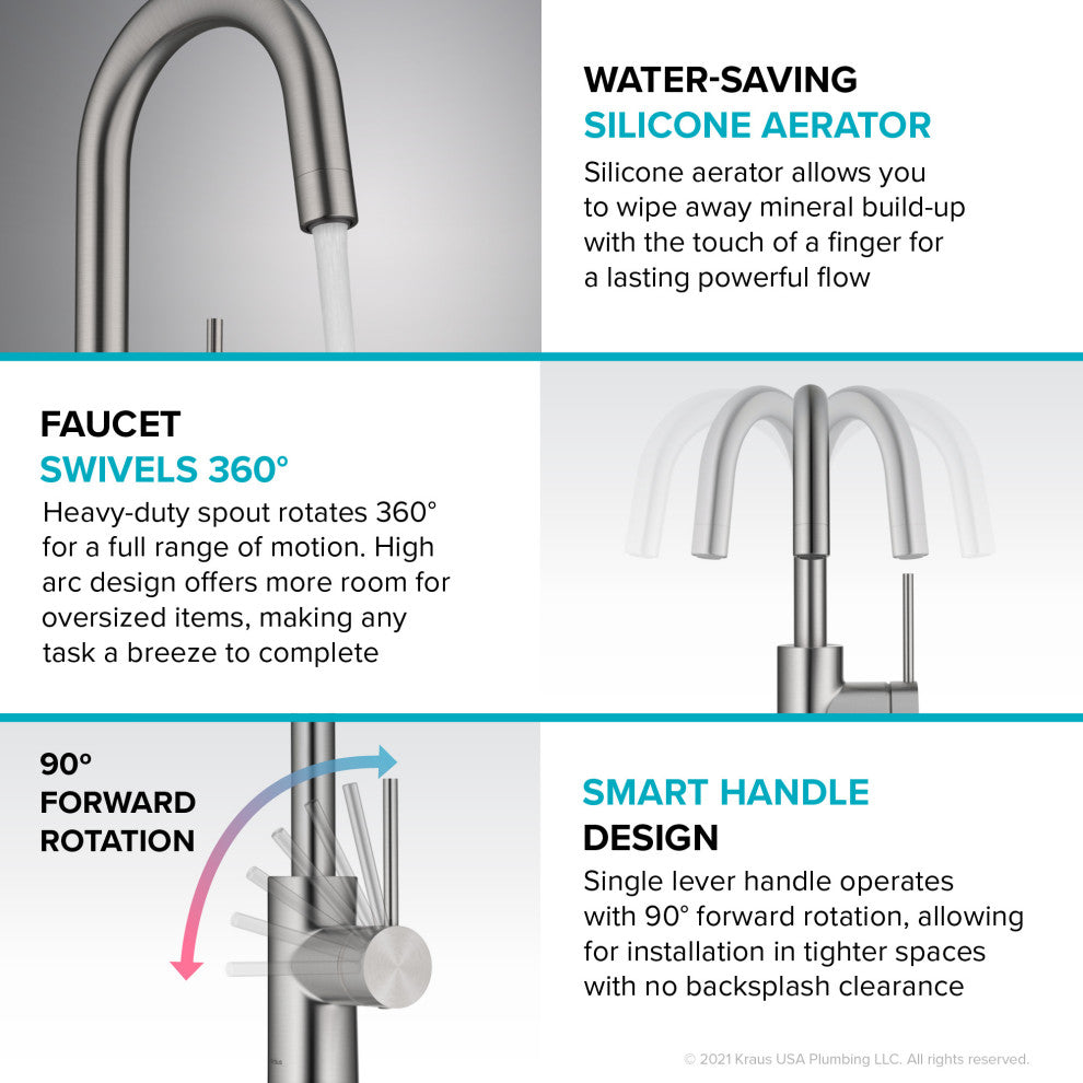Oletto 1-Hole Kitchen Bar Faucet, Spot Free Bronze