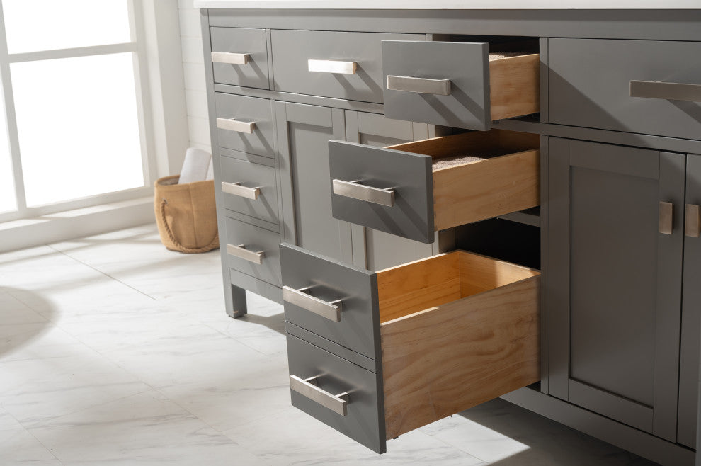 Design Element Valentino 84" Gray Double Rectangular Sink Vanity