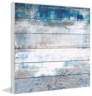 "White Splash" Painting Print on White Wood, 32"x32"