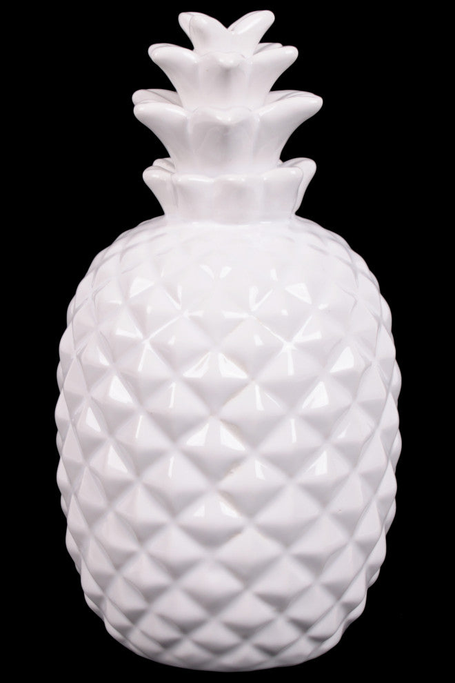 Bahama Ceramic Pineapple Figurine, Gloss White