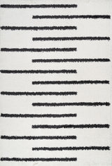 Alaro Berber Stripe Shag, White/Black, 8'x10'