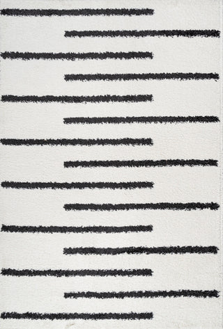 Alaro Berber Stripe Shag, White/Black, 8'x10'