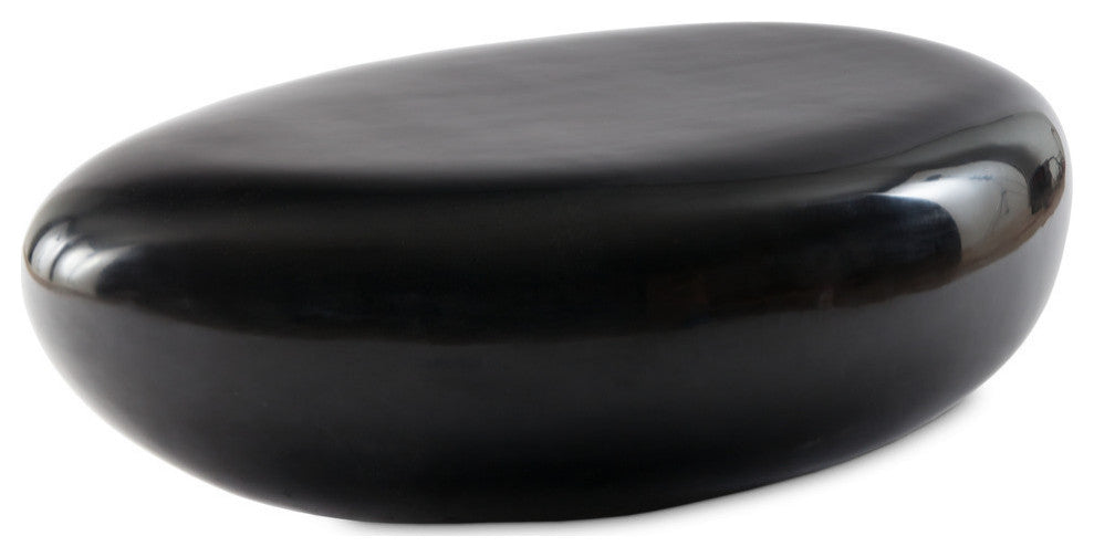 River Stone Cocktail Table Gel Coat, Black, Small