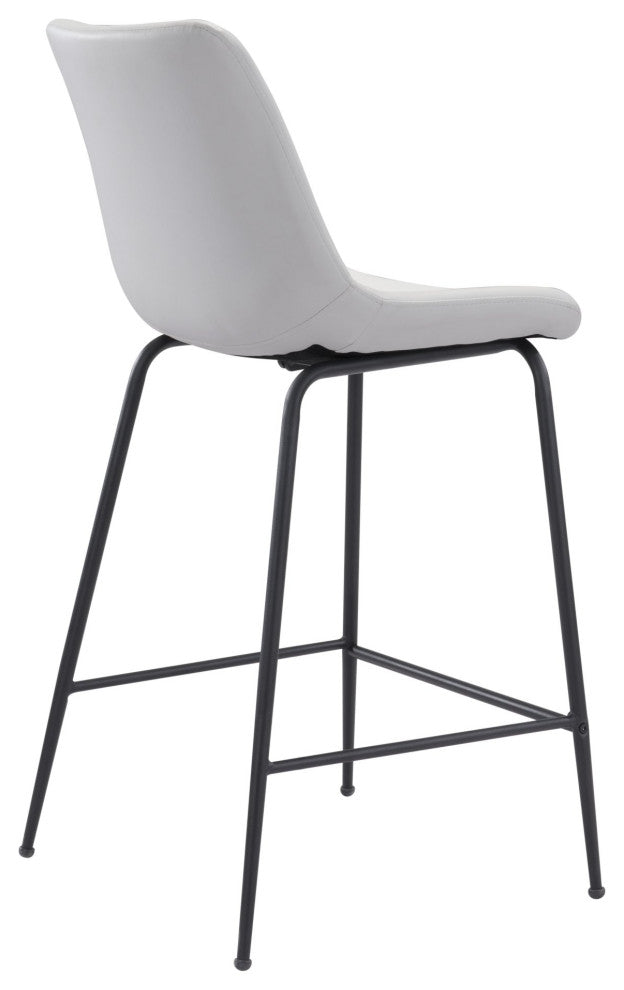 Counter Stool Chair, Faux Vinyl Leather, Steel, White, Black, Mid Century Cafe