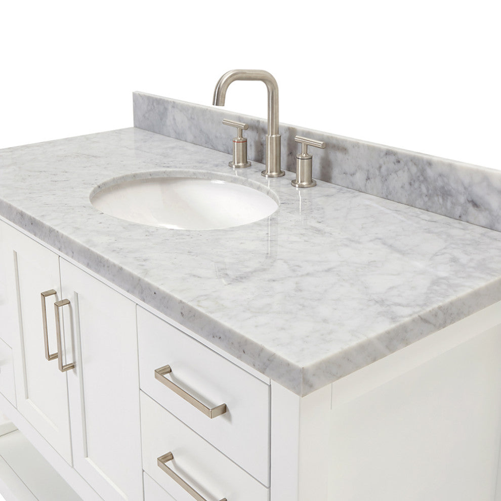 Ariel Magnolia 49" Oval Sink Bath Vanity Carrara Marble Gray