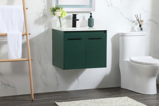 Home Living 24" Single Bathroom Vanity, Green With Backsplash