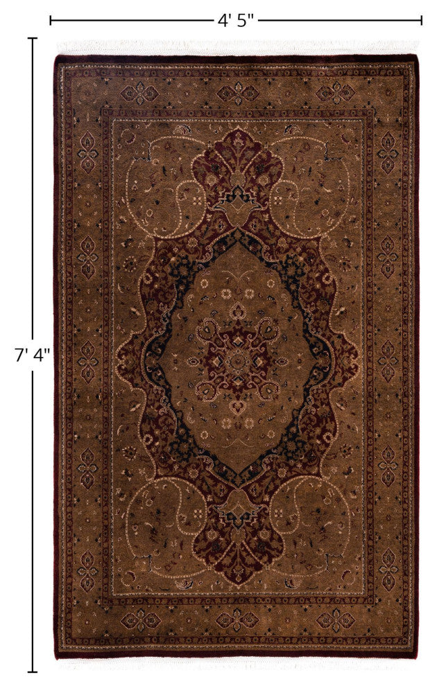 Overdyed One-of-a-Kind Hand-Knotted Area Rug Brown, 4' 5" x 7' 4"