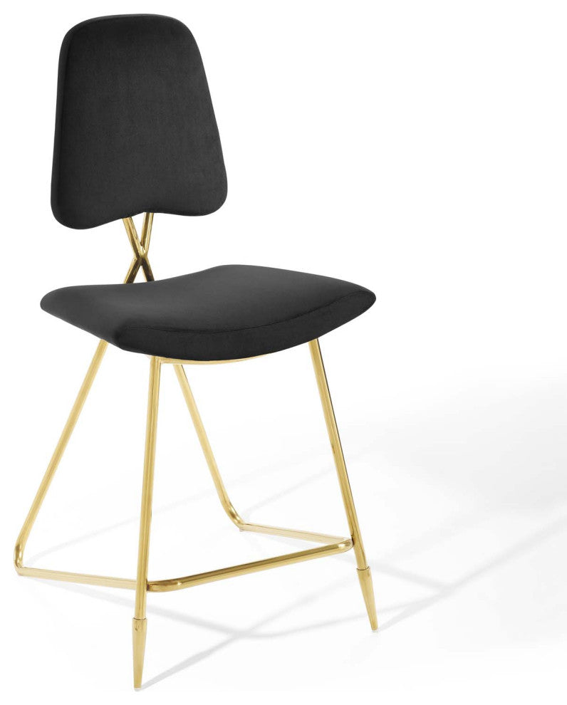 Ponder Counter Stool Performance Velvet Set of 2-Black