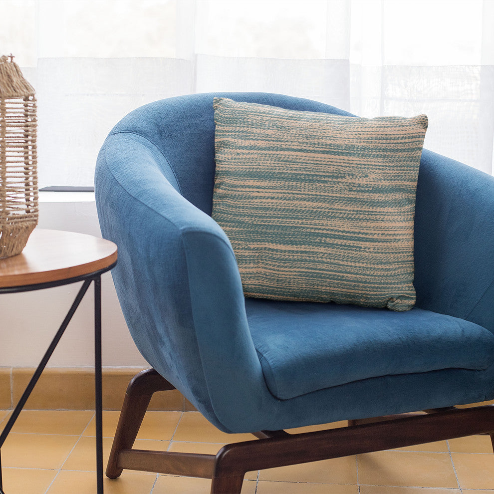 Plutus Blue Shower Stripe Luxury Throw Pillow, 22"x22"