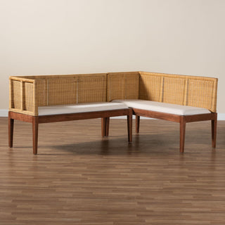 Paula Nautral Rattan 2-Piece Dining Nook Set