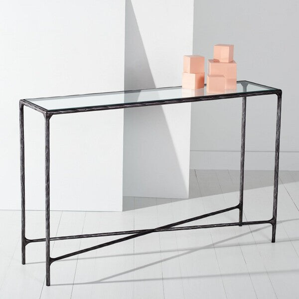 Safavieh Couture Jessa Forged Metal Rectangle Console Table, Black