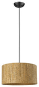 Matte Black Cork Shade Modern One Light Hanging Pendent Lamp